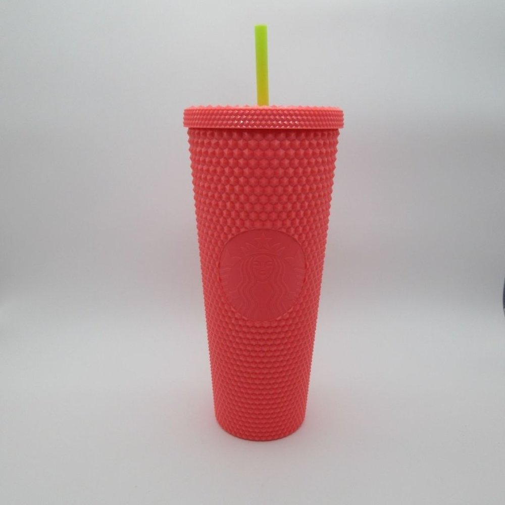 Starbucks summer 2022 glossy dragonfruit coral studded‎ 24oz tumbler